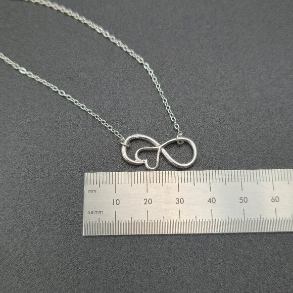 16+2 Inch Sterling Silver Infinity Heart Pendant Necklace A6370 - Picture 5 of 6
